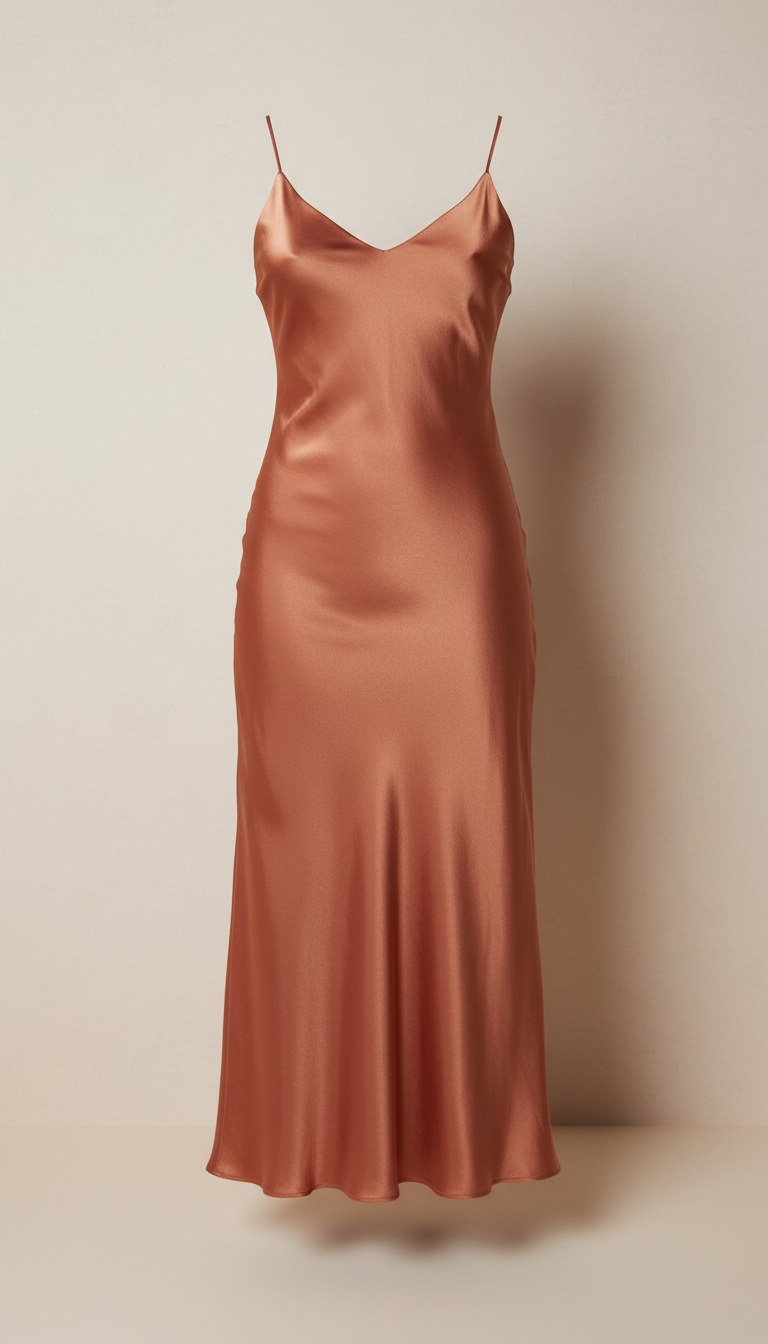 Slip dress de seda Terracota Leve