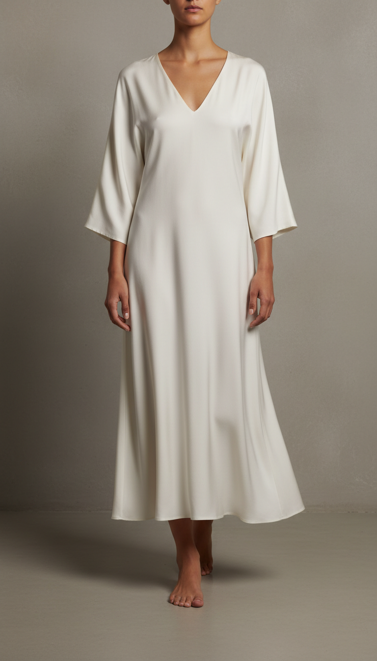 Vestido midi minimalista em seda